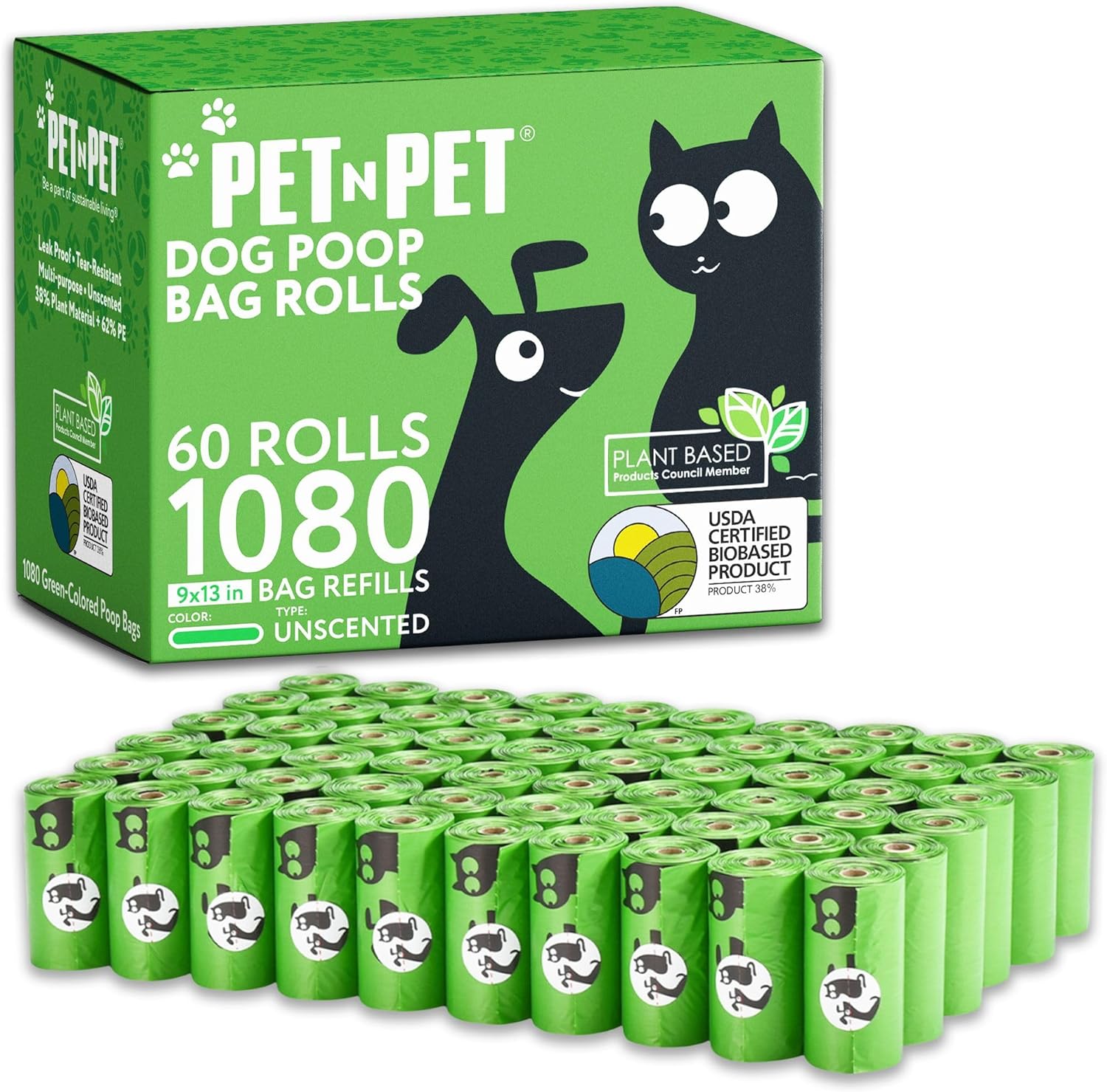 Pet N Pet 1080 Counts Green Poop Bags: Eco-Friendly and Reliable Waste Management for Your Pets